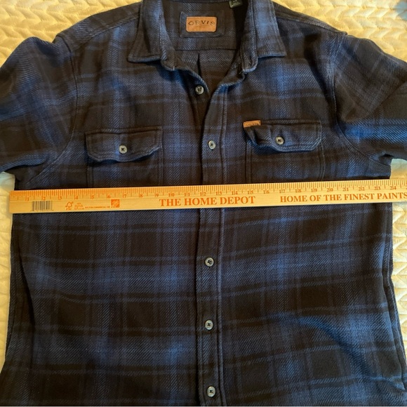ORVIS  Big Bear Navy and Black Heavy weight plaid Flannel size Large - Picture 4 of 12